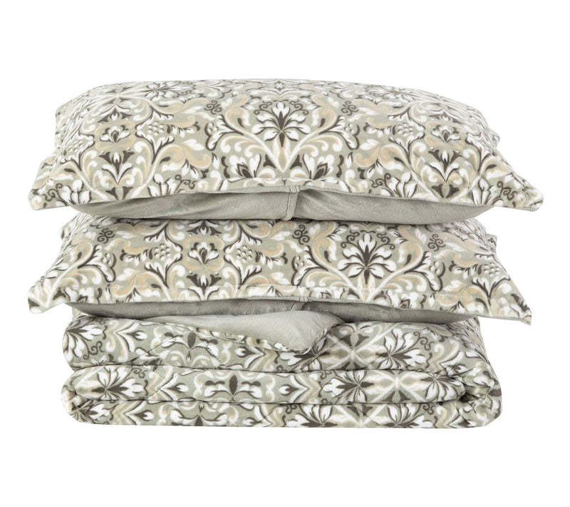 Berkshire Printed Petite Grace Fur Comforter & Sham Set- Full — View 15
