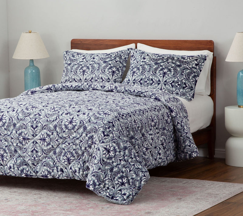 Berkshire Printed Petite Grace Fur Comforter & Sham Set- King — View 3