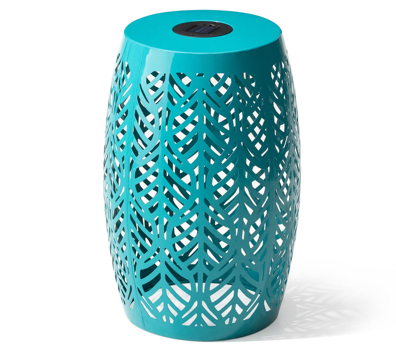 Glitzhome 18" S olar LED Lighte d Cutout Leaf G arden Stools — View 11