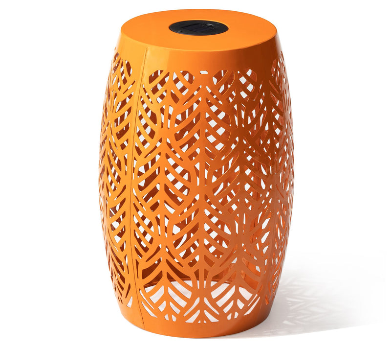 Glitzhome 18" S olar LED Lighte d Cutout Leaf G arden Stools — View 13