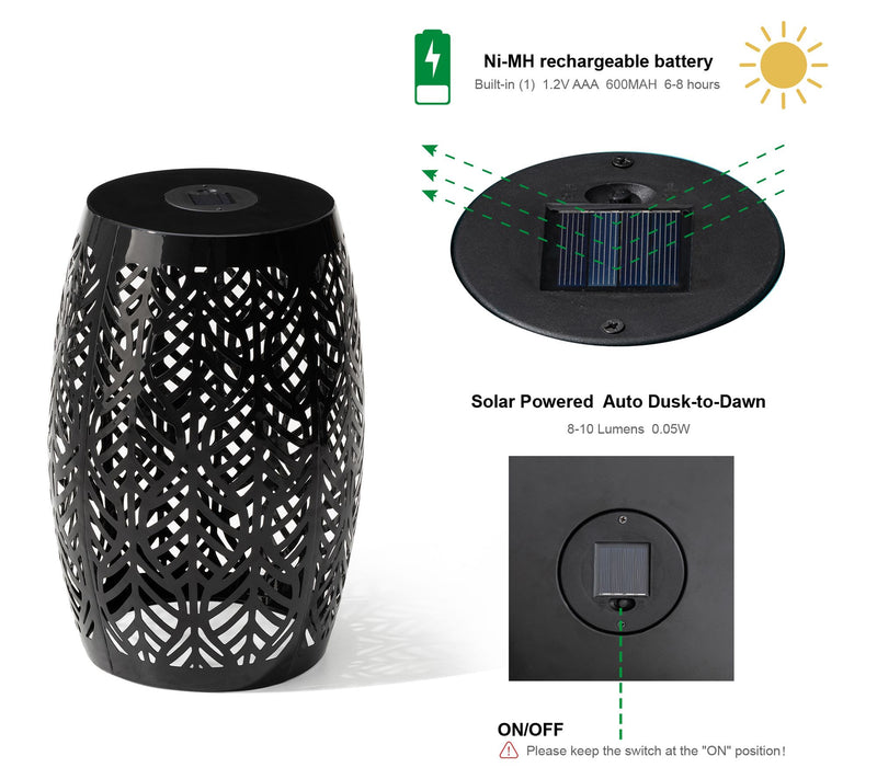 Glitzhome 18" S olar LED Lighte d Cutout Leaf G arden Stools — View 5
