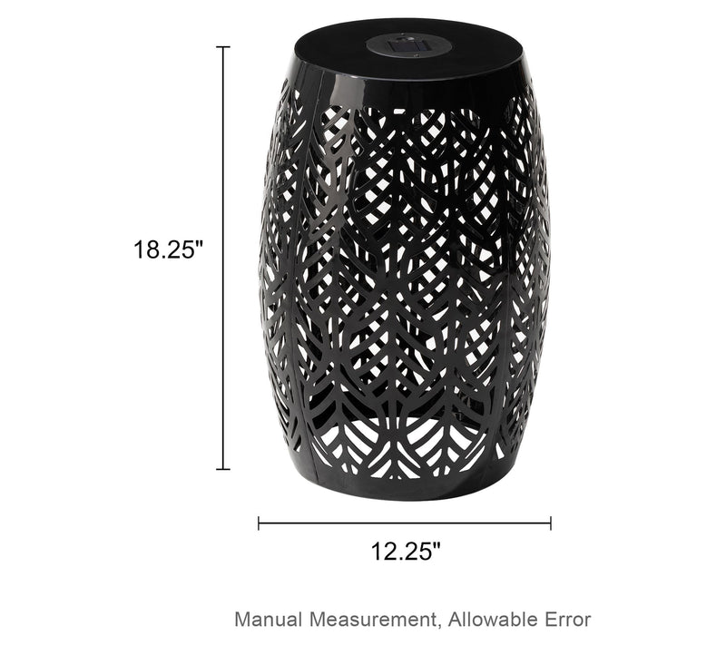 Glitzhome 18" S olar LED Lighte d Cutout Leaf G arden Stools — View 7