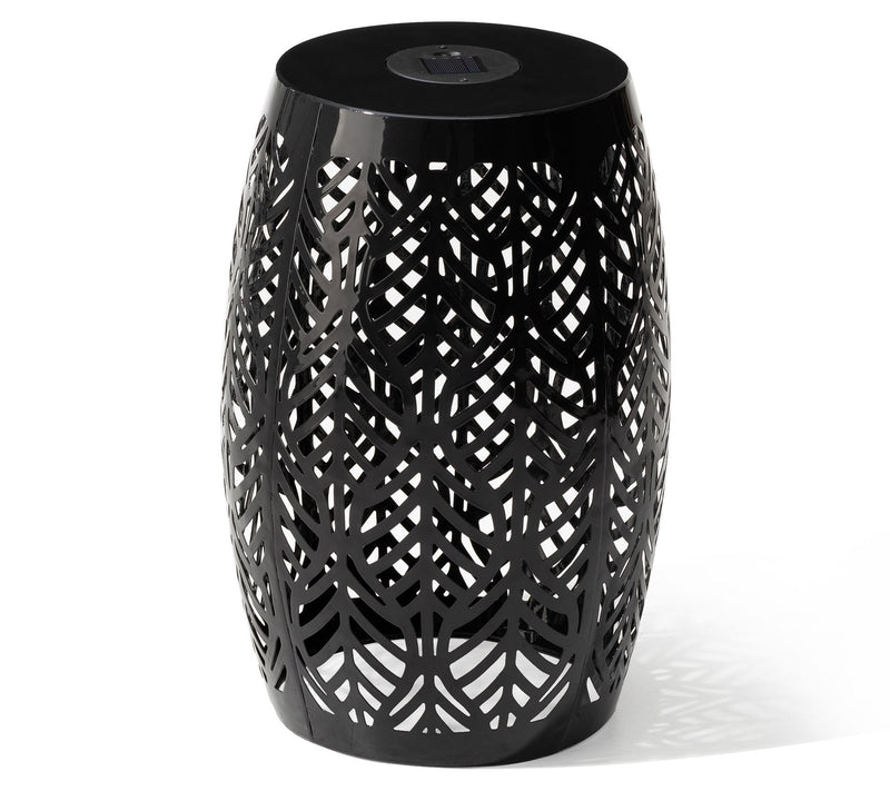 Glitzhome 18" S olar LED Lighte d Cutout Leaf G arden Stools — Main view