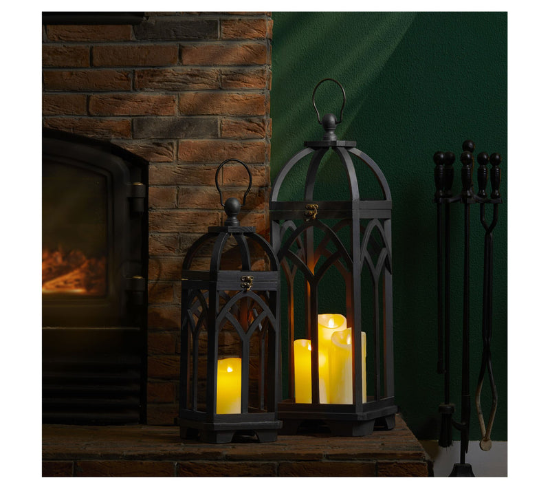 Glitzhome S/2 F armhouse Church Window Wood & Metal Lanterns — View 4