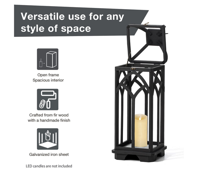 Glitzhome S/2 F armhouse Church Window Wood & Metal Lanterns — View 2