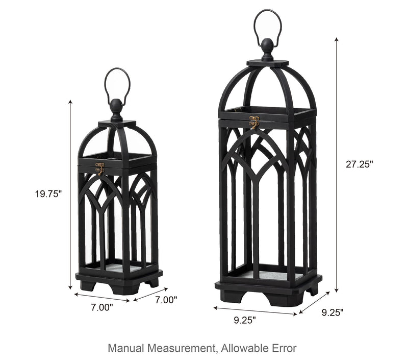 Glitzhome S/2 F armhouse Church Window Wood & Metal Lanterns — View 5