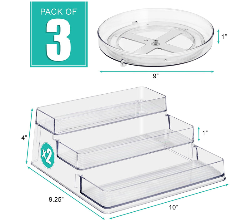Sorbus 2 Pack 3-Tier Spices Organizer and Lazyusan — View 2