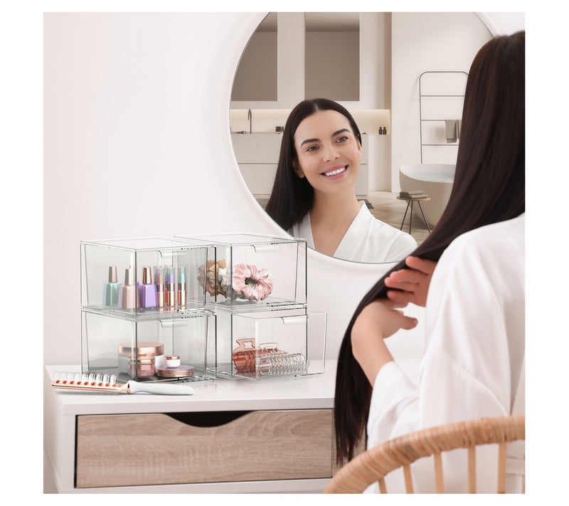 Sorbus 3 Pack Clear Stackable Acrylic Drawer Makeup Organizers — View 4