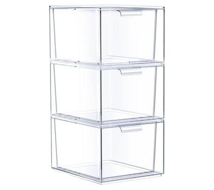 Sorbus 3 Pack Clear Stackable Acrylic Drawer Makeup Organizers