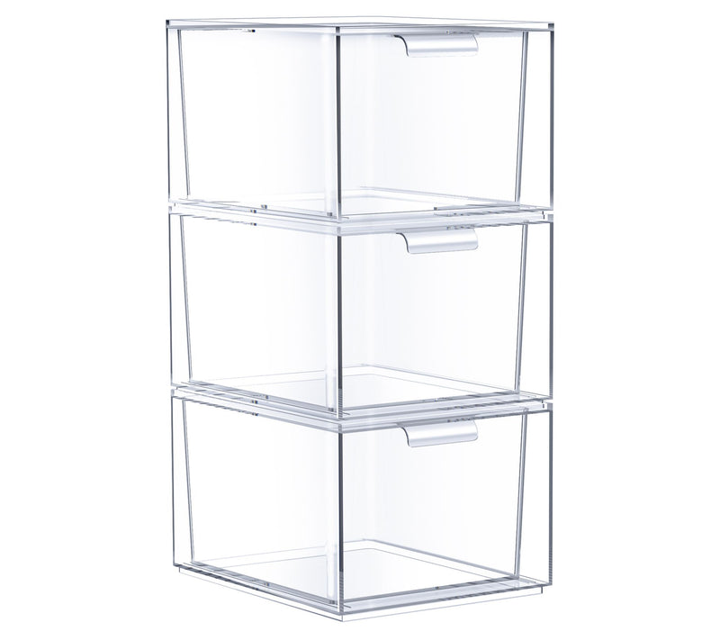Sorbus 3 Pack Clear Stackable Acrylic Drawer Makeup Organizers — Main view