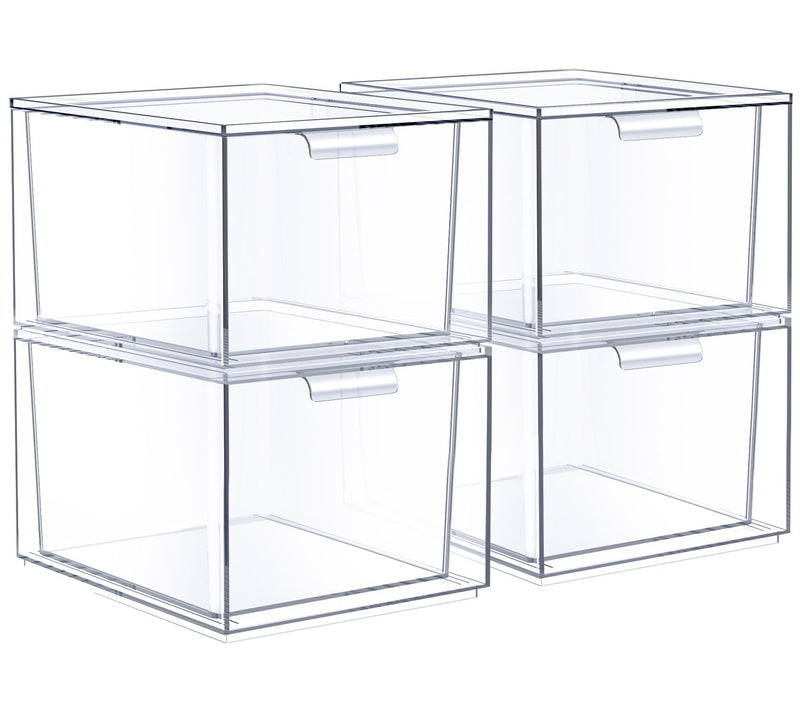Sorbus 4 Pack Clear Stackable Acrylic Drawer Maeup Organizers — View 5