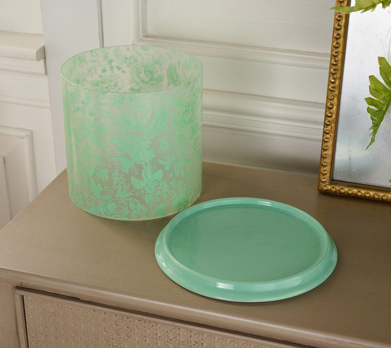 HomeWorx by Slatkin + Co. Printed Toile Glass & Ceramic Hurricane — View 2