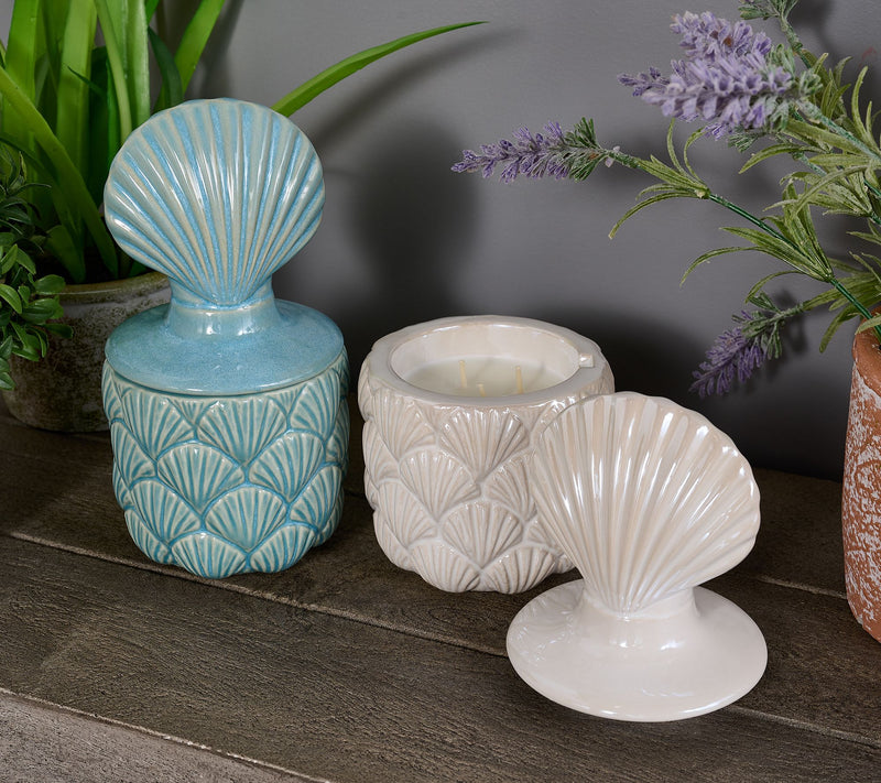 HomeWorx by Slatkin & Co. S/2 Seaside Serenade Shell Jar Candles — Main view