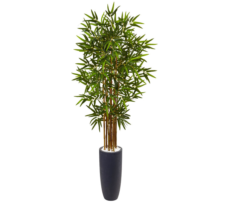 Nearly Natural 5' Bamboo Tree in Gray Cylinder Planter — Main view