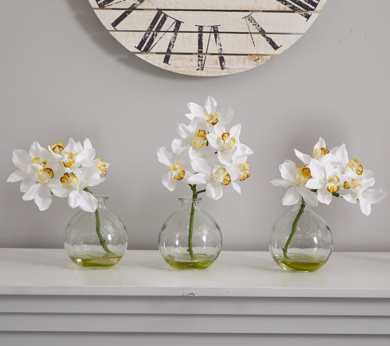 Nearly Natural 8" Cymbidium with Vase — View 4