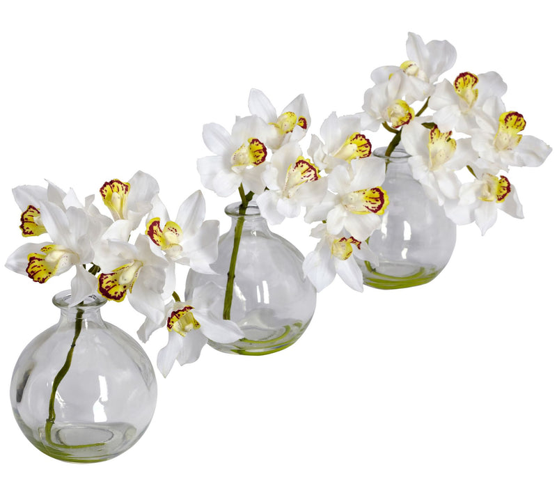 Nearly Natural 8" Cymbidium with Vase — Main view