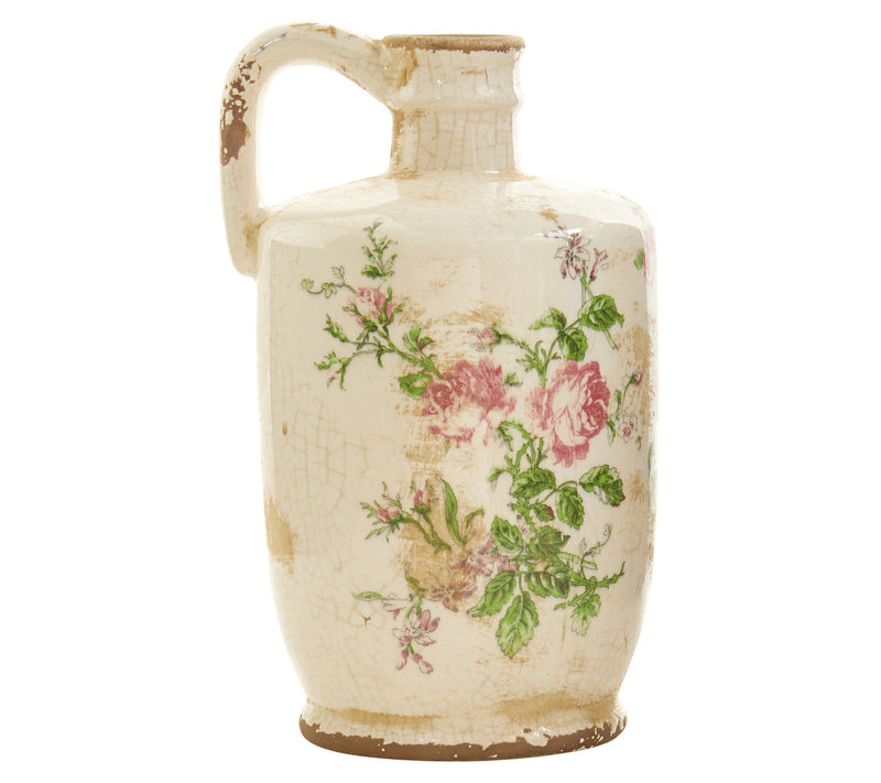 Nearly Natural 10" Tuscan Ceramic Floral Print Pitcher — View 2