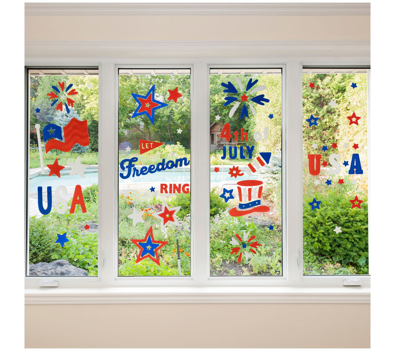 Northlight S/6 Double Sided Patriotic Gel Window Clings — Main view