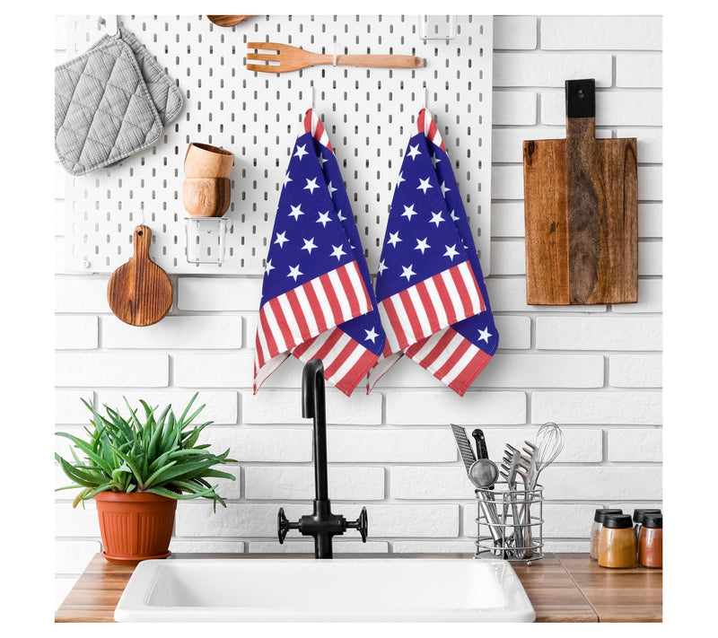 Northlight S/2 Stars and Stripes American Kitchen Tea Towels — View 2
