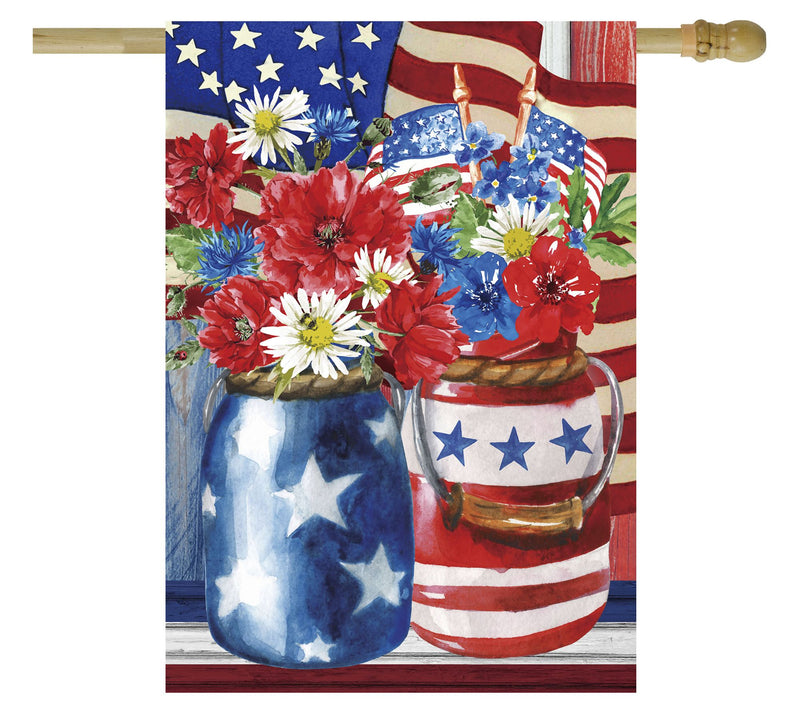 Northlight Floral Bouquet Patriotic Outdoor Flag 28" x 40" — View 3