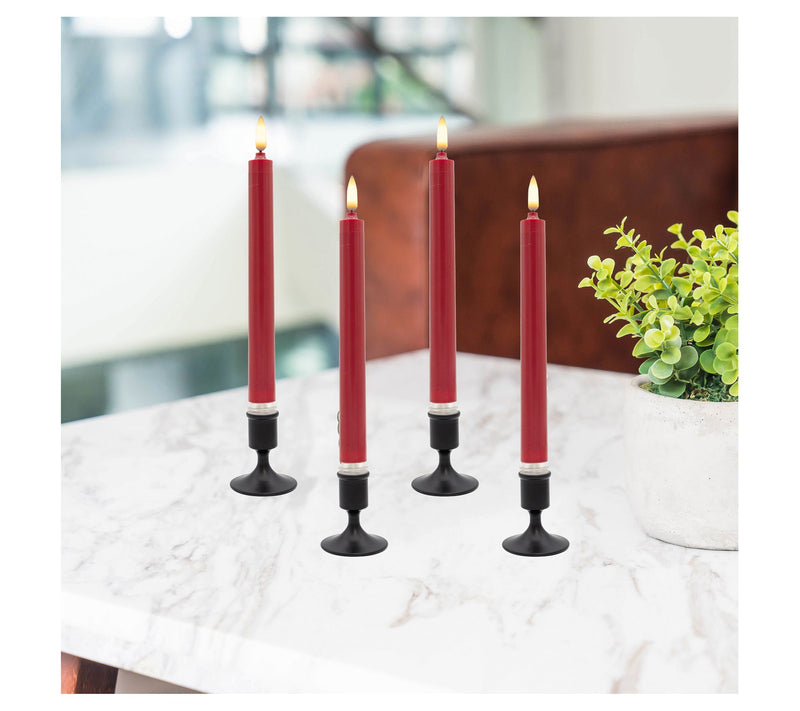 LumaBase S/4 Battery Operated Bullet Flame Candles- Red — View 4