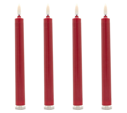 LumaBase S/4 Battery Operated Bullet Flame Candles- Red