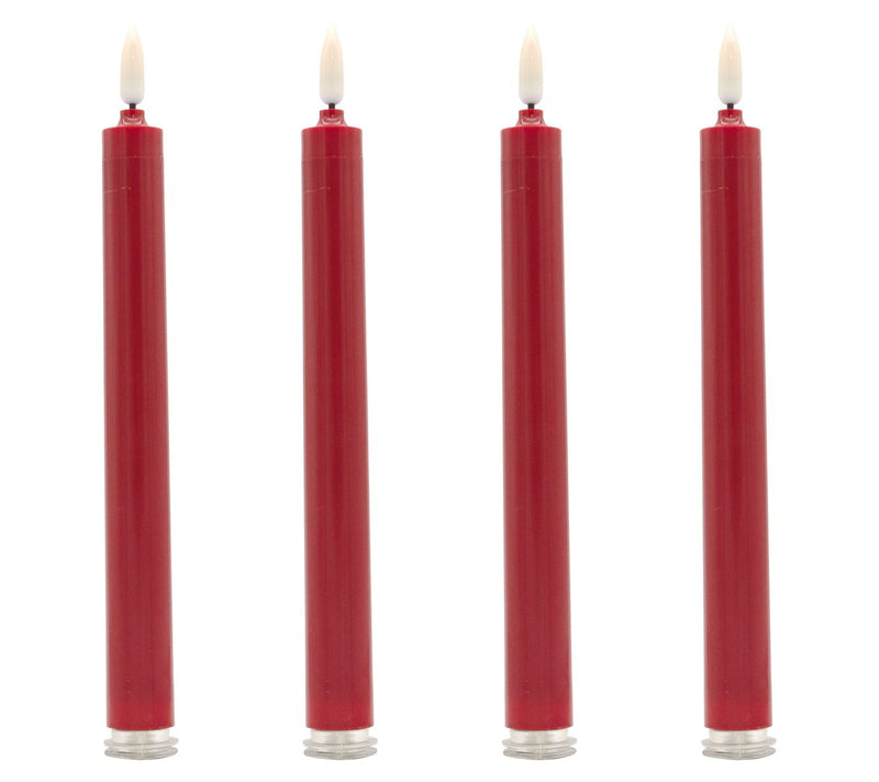LumaBase S/4 Battery Operated Bullet Flame Candles- Red — Main view