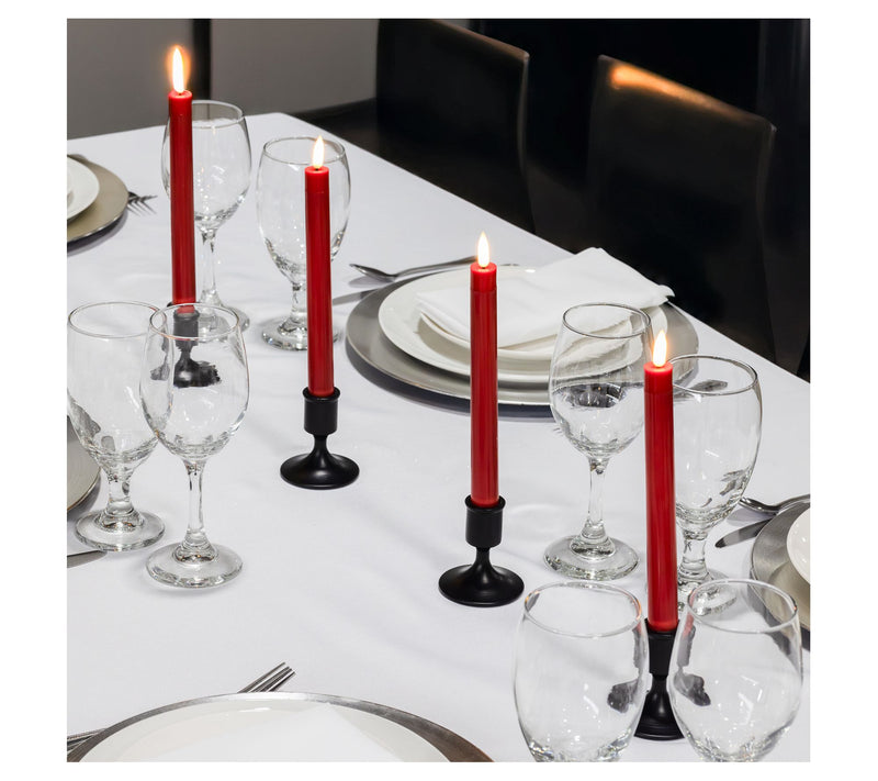 LumaBase S/4 Battery Operated Bullet Flame Candles- Red — View 5