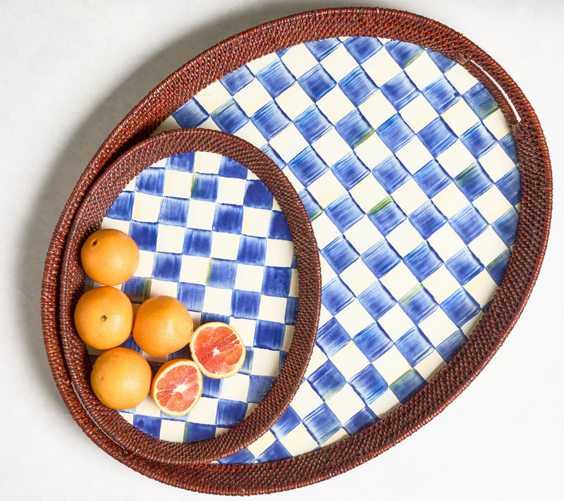 MacKenzie- Childs Rattan & Enamel Large Serving Tray — View 5