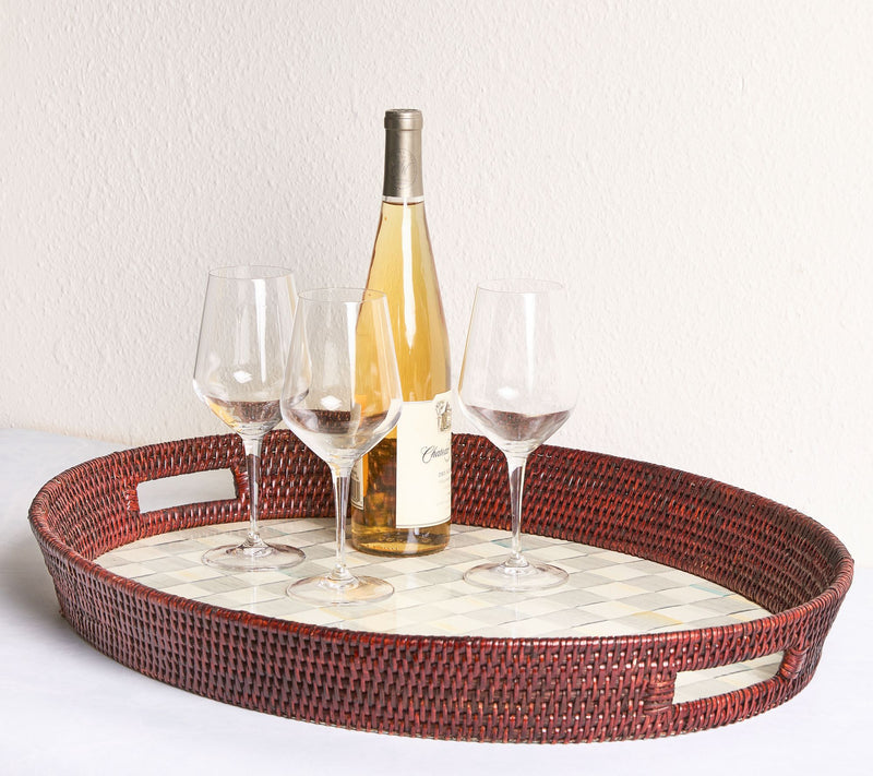 MacKenzie- Childs Rattan & Enamel Party Serving Tray — View 4