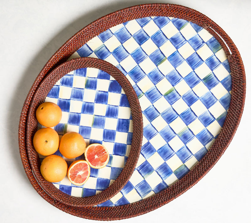 MacKenzie- Childs Rattan & Enamel Party Serving Tray — View 5