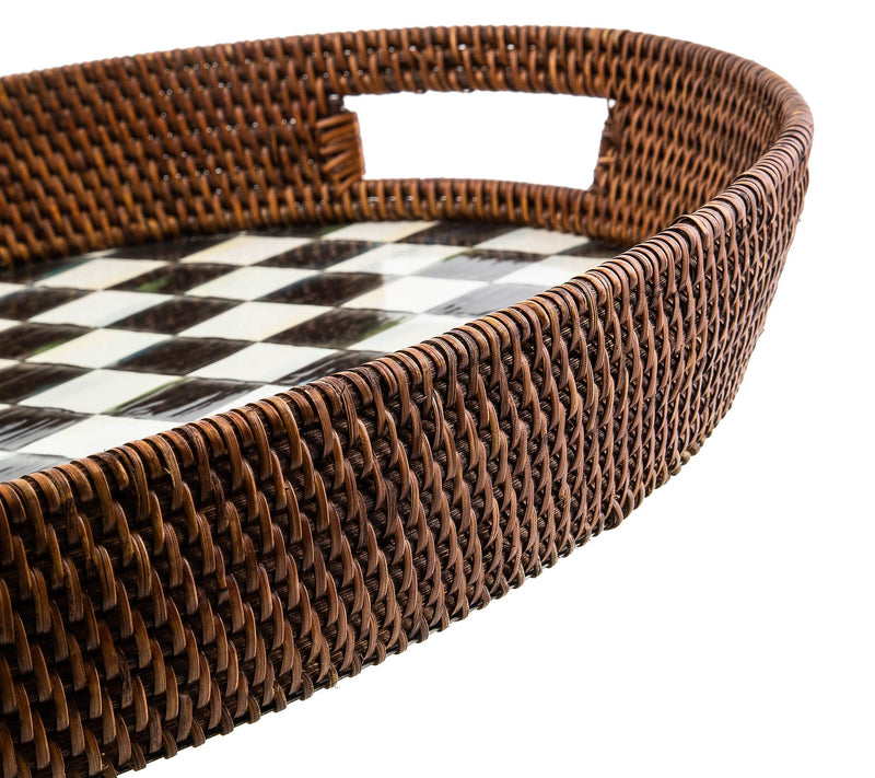 MacKenzie- Childs Rattan & Enamel Party Serving Tray — View 2