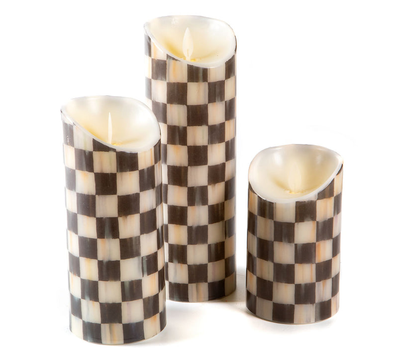 MacKenzie- Childs Set of 3 Pillar Flicker Candles — Main view