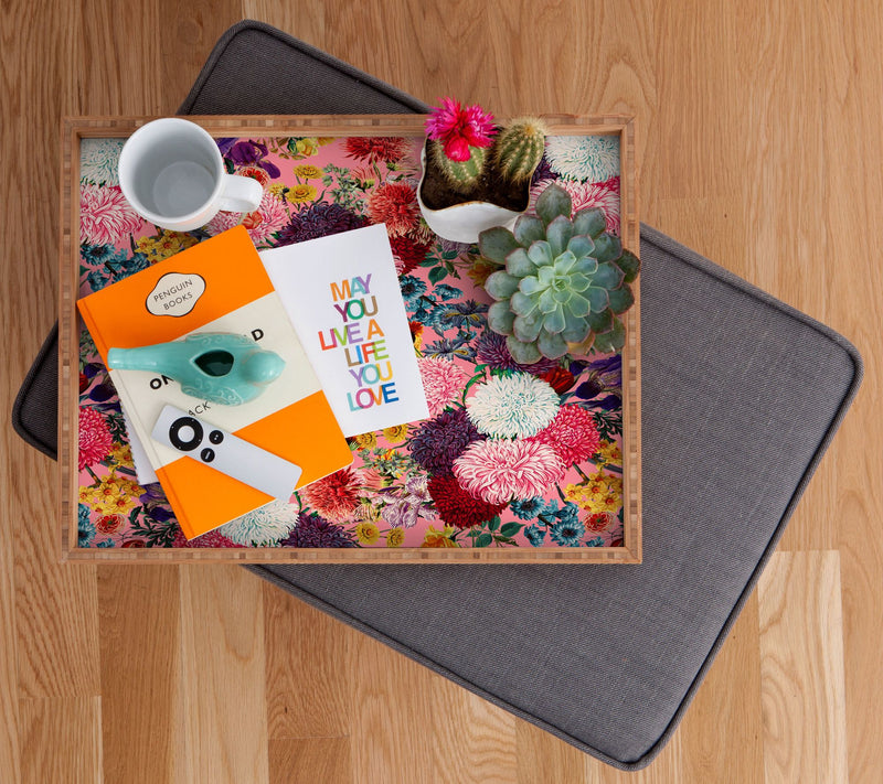 Deny Designs Bamboo Tray -Floral Pink by Burcuorkmazyurek — View 3