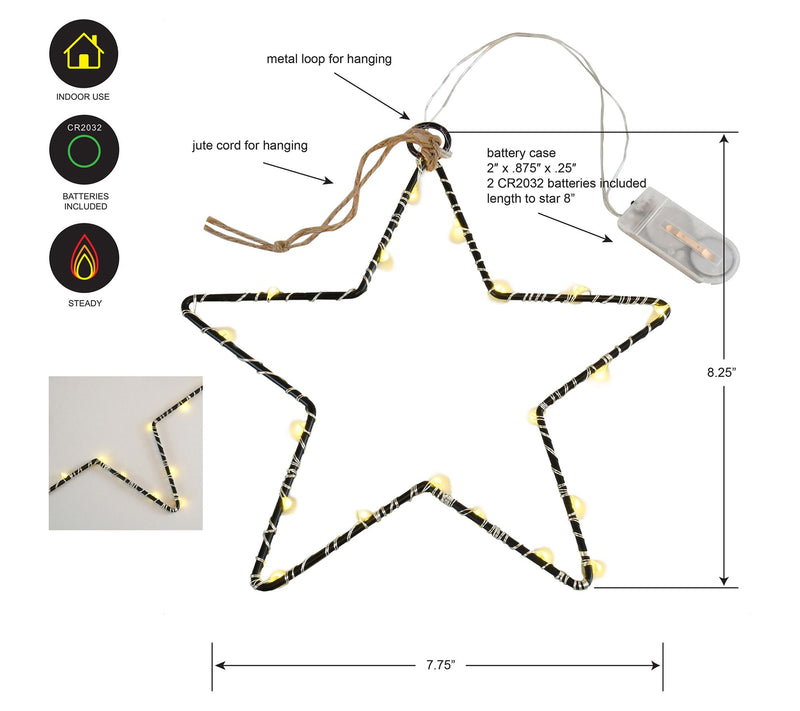 LumaBase Set of 3 Battery Operated LED LightedMetal Stars — View 4
