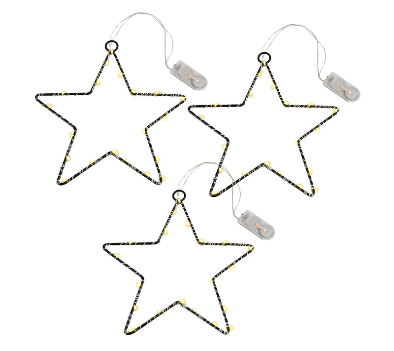 LumaBase Set of 3 Battery Operated LED LightedMetal Stars — Main view