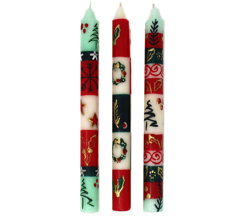 Global Crafts South African Painted Christmas Dinner Candles — Main view