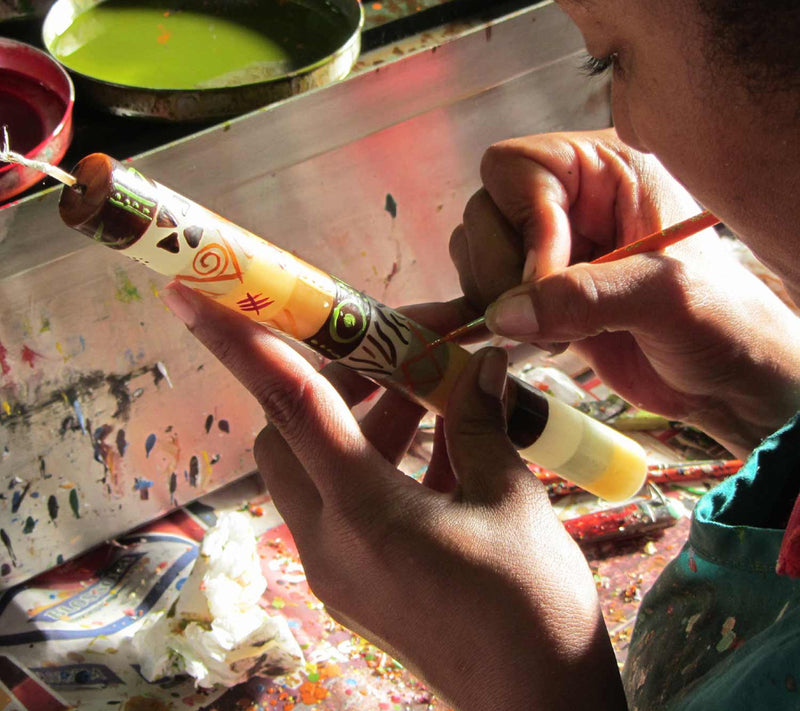 Global Crafts South African Painted Christmas Dinner Candles — View 5