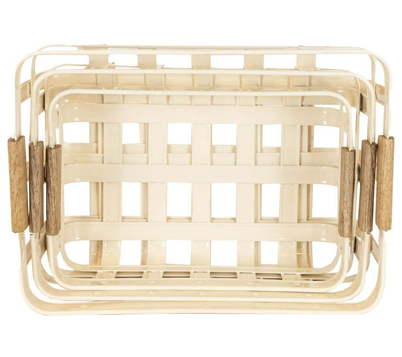 Foreside Home & Garden Set of 3 White Metal Kitchen Baskets — View 4