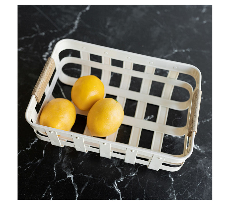 Foreside Home & Garden Set of 3 White Metal Kitchen Baskets — View 2