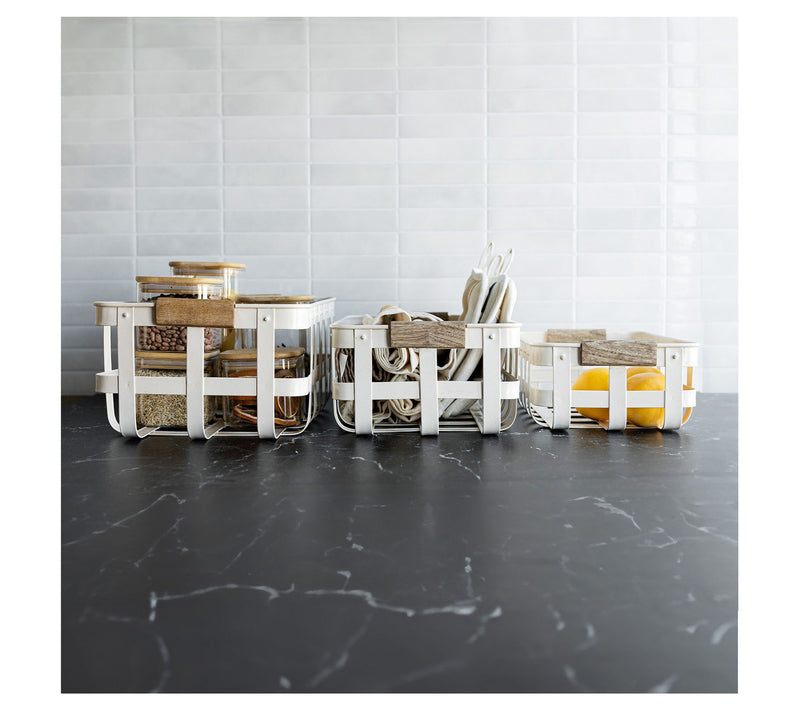 Foreside Home & Garden Set of 3 White Metal Kitchen Baskets — View 7