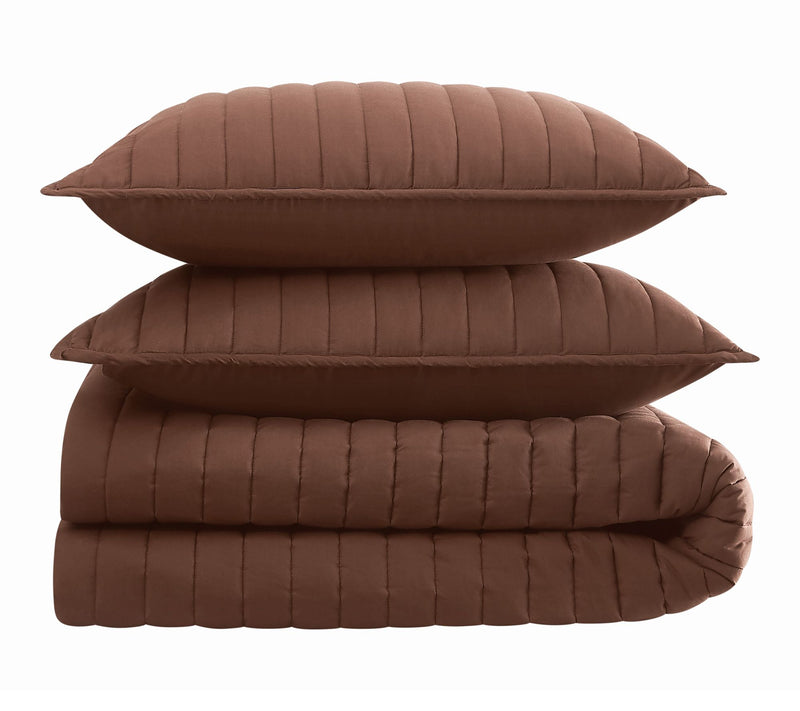 Brooklyn Loom S olid Cotton Per cale Full/Queen 3Piece Quilt S — Main view