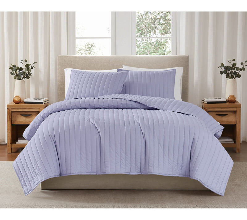 Brooklyn Loom S olid Cotton Per cale Full/Queen 3Piece Quilt S — View 7