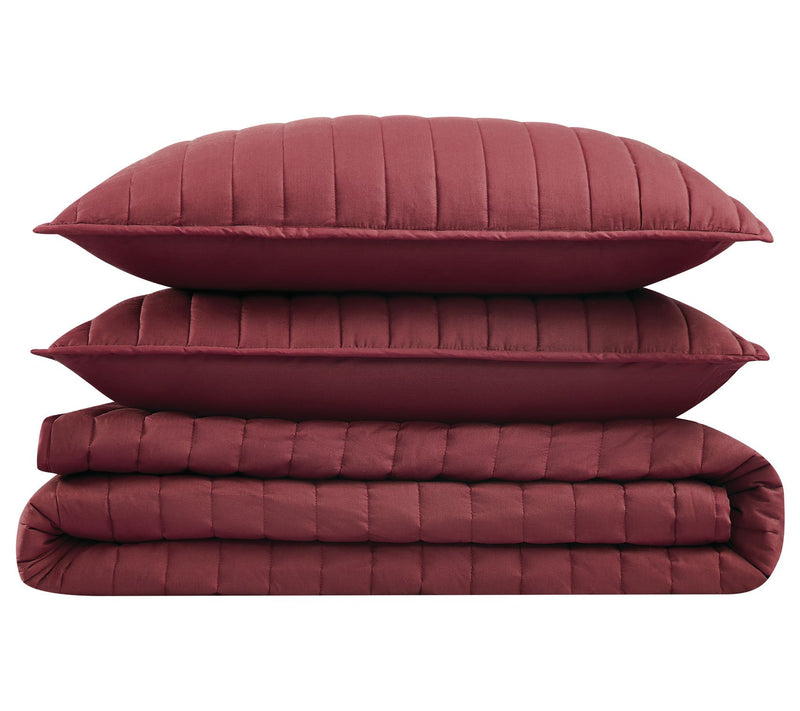 Brooklyn Loom S olid Cotton Per cale Full/Queen 3Piece Quilt S — View 13