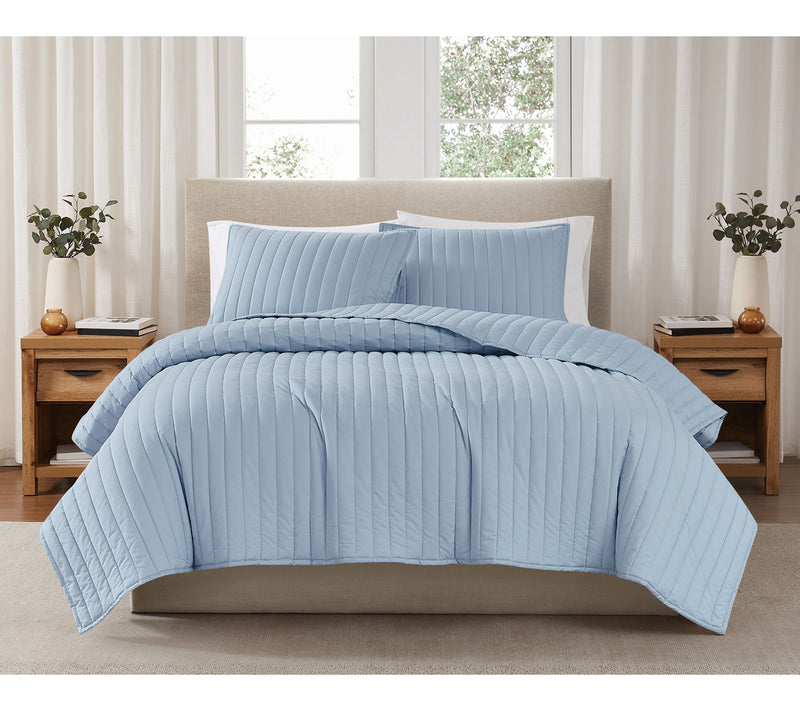Brooklyn Loom S olid Cotton Per cale Full/Queen 3Piece Quilt S — View 11