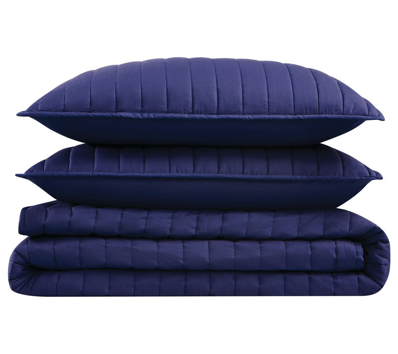 Brooklyn Loom Solid Cotton Percale Twin/Twin XL 2PC Quilt Set — View 3