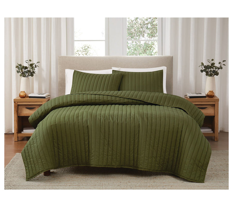 Brooklyn Loom Solid Cotton Percale King 3 PieceQuilt Set — View 26