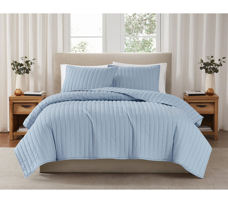 Brooklyn Loom Solid Cotton Percale King 3 PieceQuilt Set — View 28