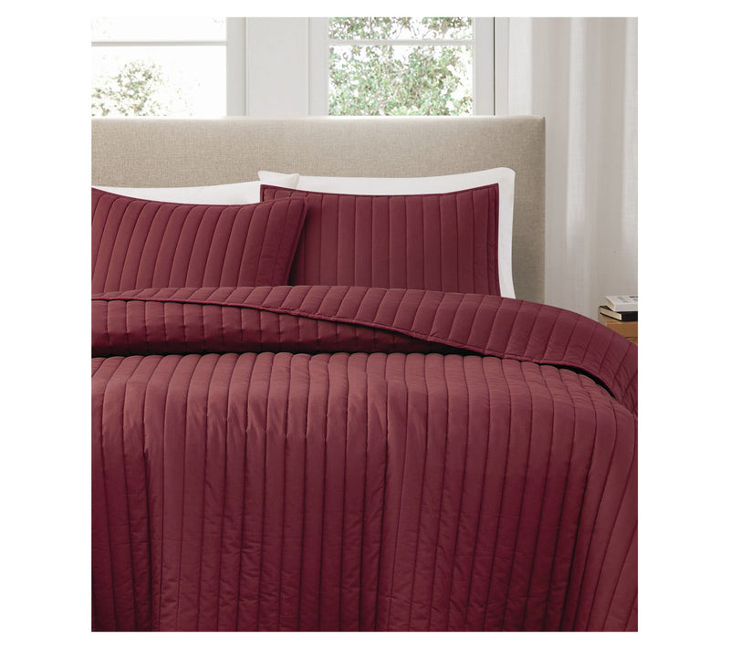 Brooklyn Loom Solid Cotton Percale King 3 PieceQuilt Set — View 2