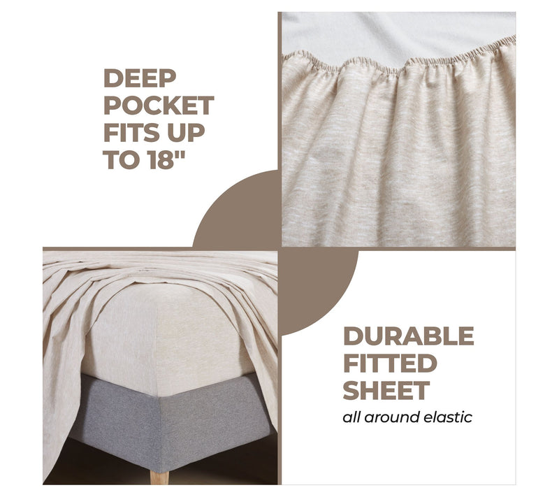 Superior Melange Flannel Cotton Deep Pocket Sheet Set, Full — View 11
